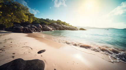 beautiful tropical beach landscape summer seaside, Cinematic, Generative Ai