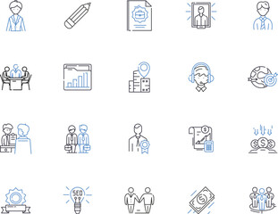 Fototapeta na wymiar Digital Agency outline icons collection. Digital, Agency, Marketing, Design, Web, Branding, Strategy vector and illustration concept set. Services, Solutions, Online linear signs