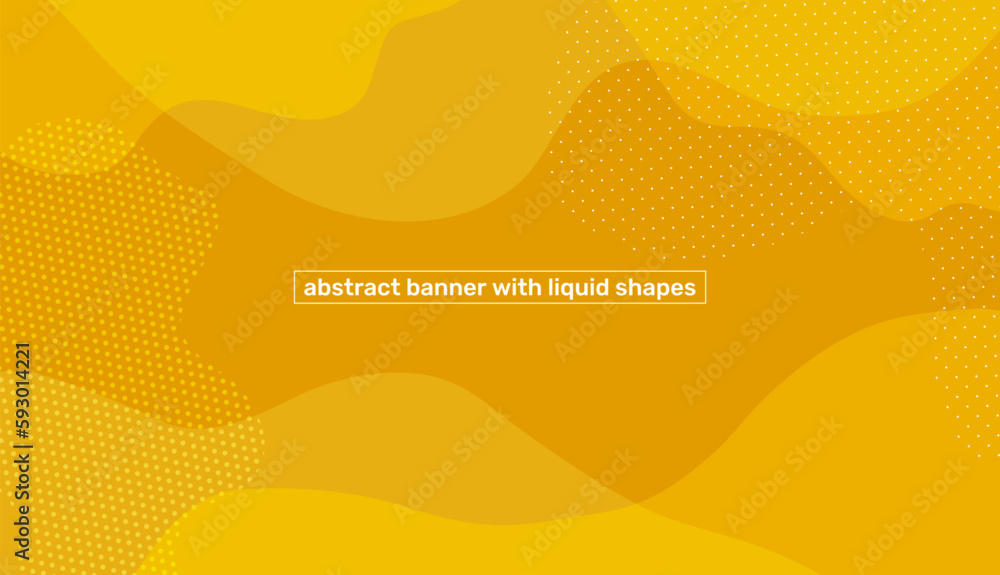 Poster abstract yellow background, banner with liquid shapes. color poster template for promotion. summer f