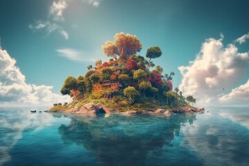 Naklejka na ściany i meble sky island colorful as background. Generative AI