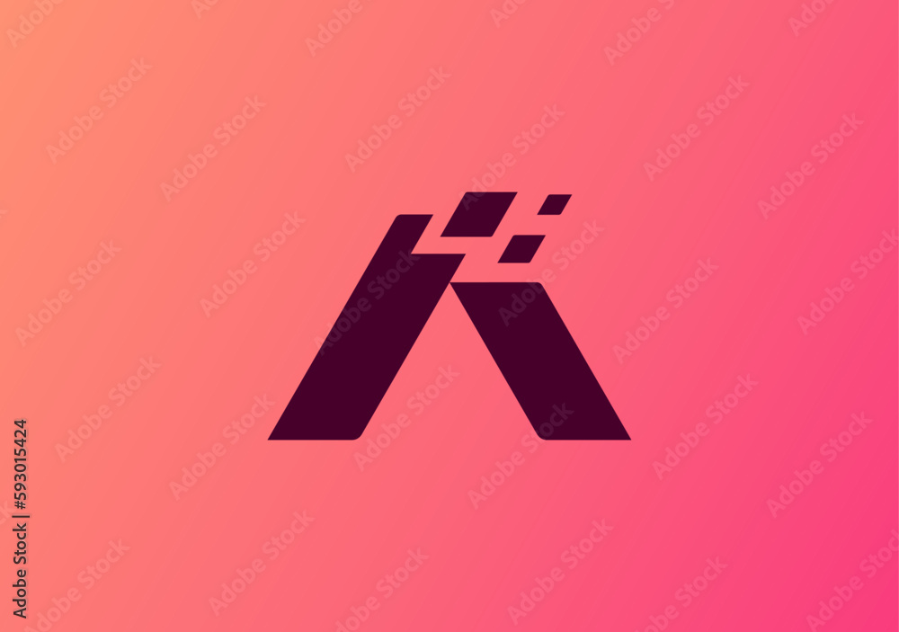 Poster minimal logomark design letter a digital data symbol