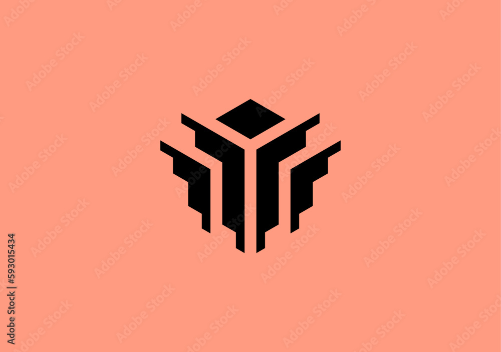 Poster transform cube arrow for data transfer logo design