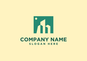 minimal logo for real estate company with green color