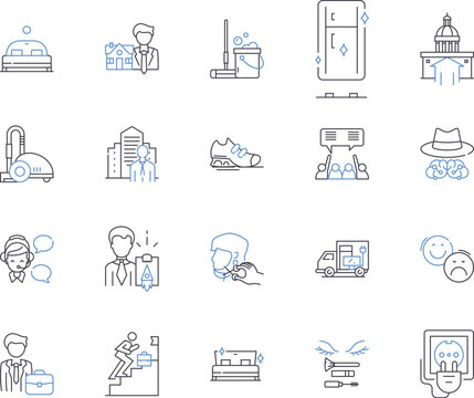 Smart city outline icons collection. Smart, City, Intelligent, Automated, Connected, Sustainable, Technological vector and illustration concept set. Urban, Responsive, Smartphones linear signs