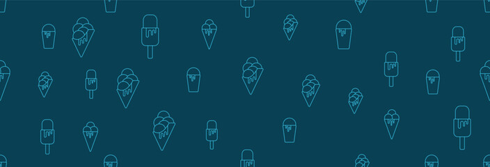 seamless pattern, ice cream, sweet ice cream, children's ice cream stand, blue ice cream