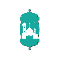 mosque lantern logo illustration frame design vector design