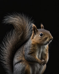 Naklejka na ściany i meble Generated photorealistic image of forest squirrel
