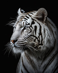 Generated photorealistic portrait of an albino tiger