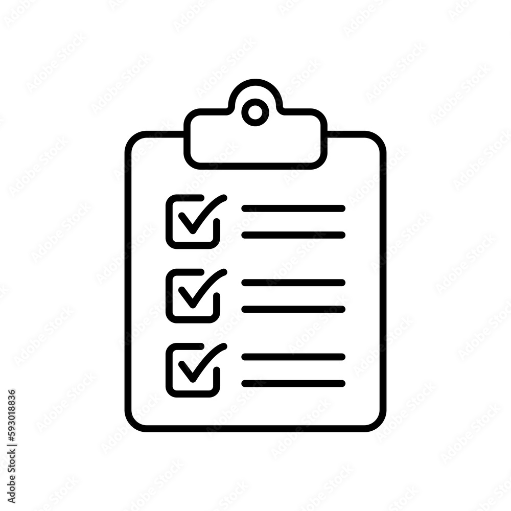 Aufkleber clipboard and checklist icon. project management, questionnaire line icon. to do list vector icon fo