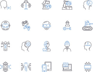 Digital marketing management outline icons collection. Digital, Marketing, Management, Strategy, SEO, PPC, CPA vector and illustration concept set. Analytics, Conversion, Automation linear signs