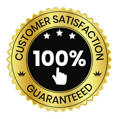customer satisfaction icons, rubber, customer satisfaction badge, seal, stamp, sticker, customer satisfaction vector, 100 percent guarantee badge