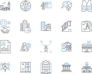 Engineering tech outline icons collection. Engineering, Technology, Innovate, Mechanics, Design, Construct, Develop vector and illustration concept set. Electronic, Mechanical, Architecture linear