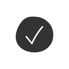 Hand drawn checkmark vector icon. Hand drawn tasks list check-mark done flat sign. Document checkmark symbol pictogram. UX UI icon