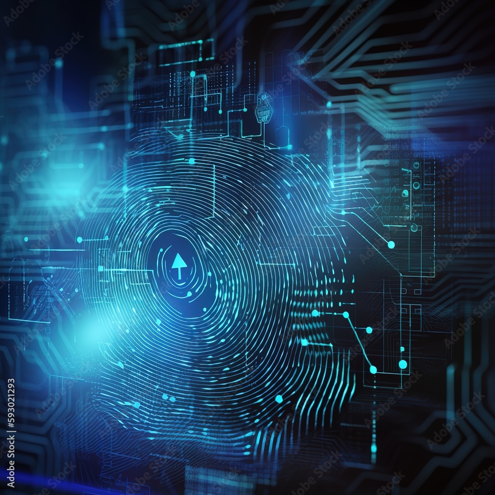 Poster blue technology background, abstract technology chip processor background circuit board and html cod