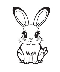Fototapeta na wymiar Coloring page of cute bunny on white background