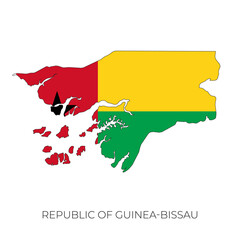Guinea-Bissau map and flag. Detailed silhouette vector illustration