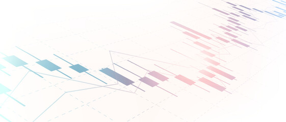 financial chart with colorful line graph and glowing light on white color background