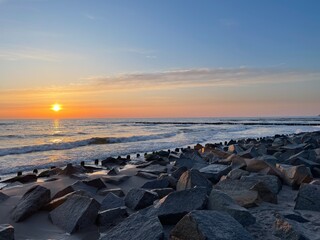 sunset on the beach baltic sea in stubbenfelde 