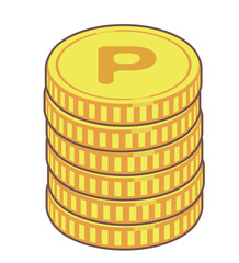 Pマークのポイントのコインのイラスト素材