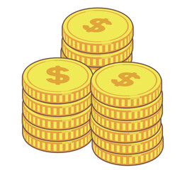 積み上げられたドルマークのコイン