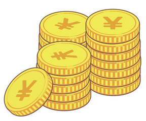 積み上げられた日本円イメージのコイン