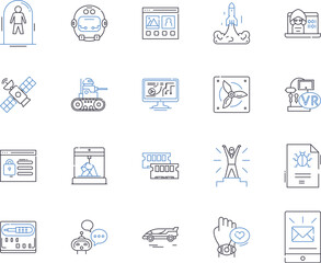 Cybersecurity outline icons collection. Cybersecurity, hacking, malware, encryption, phishing, data, virus vector and illustration concept set. intrusion, firewall, cybercrime linear signs
