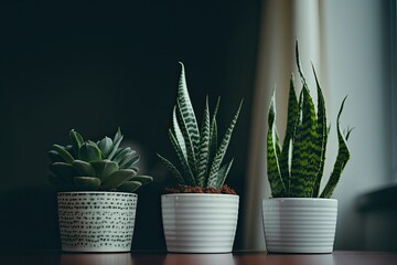 Potted green home plants make excellent interior decorations. Generative AI