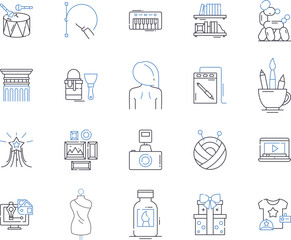 Design thinking outline icons collection. Design, Thinking, Creativity, Innovation, Problem-solving, Ideation, Collaboration vector and illustration concept set. User-Centred, Process, Perspective