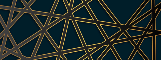 Abstract luxury black and golden lines on blue background. Luxury premium gold lines background.