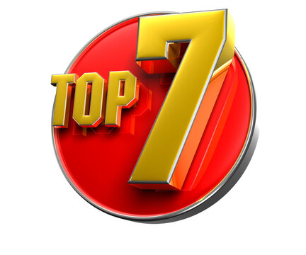 Top 7 3D illustration. Advertising signs. Product design. Product sales.