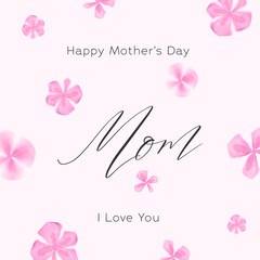 Mothers day greeting card template in rustic style, vector illustration. Greenery watercolor floral template card design.