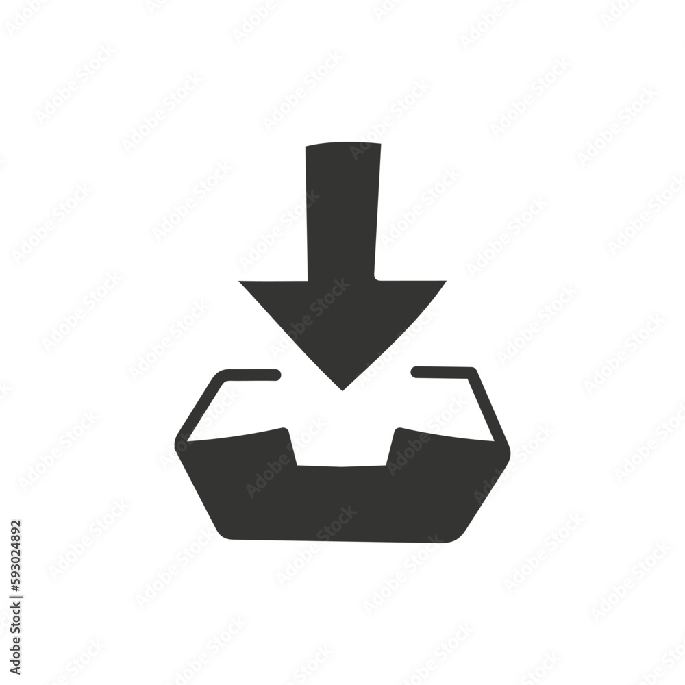 Poster hand drawn inbox vector icon. download inbox flat sign design. inbox symbol pictogram. ux ui icon