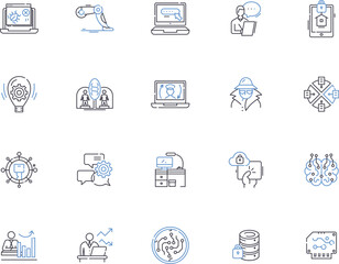 Security outline icons collection. safety, protection, safeguard, safeguard, trustworthiness, vigilance, defense vector and illustration concept set. watchfulness, wariness, care linear signs