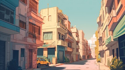 Street in vintage american downtown, ai generative
