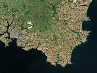 South Hams, England - Great Britain. Low-res satellite. No legend