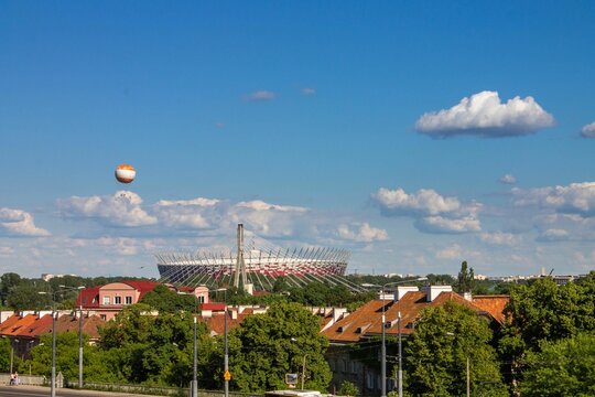 PGE Narodowy stadium and a balloon in Warsaw, Poland