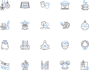 Diy business outline icons collection. Diy, business, entrepreneurship, start-up, planning, venture, marketing vector and illustration concept set. creativity, financing, outsourcing linear signs