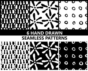 Set of grunge hand drawn patterns