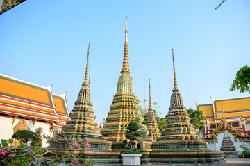 Fototapeta premium Stupa and Pagoda from temple of Wat Pho and Grand Palace Bangkok.