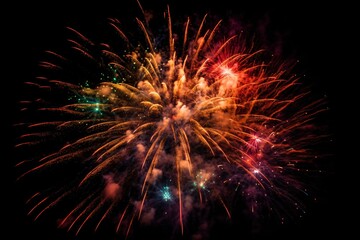 Fototapeta na wymiar beautiful fireworks in the night sky created with Generative AI technology