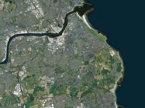 South Tyneside, England - Great Britain. High-res satellite. No legend