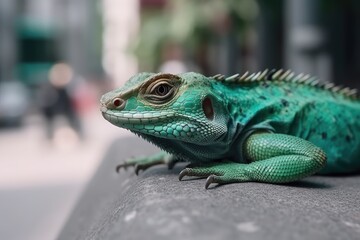 Fototapeta premium Gorgeous lizard in the city