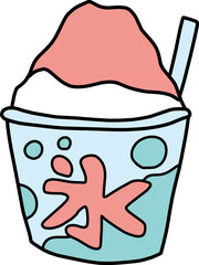 シンプルなかき氷のカラーイラスト