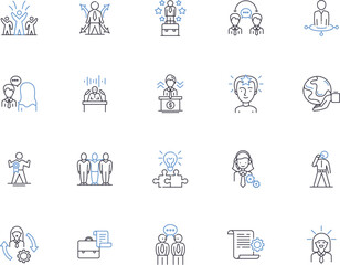Politics outline icons collection. Politics, Political, Politician, Legislature, Vote, Election, Democracy vector and illustration concept set. Governance, Power, Government linear signs