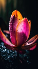 Magnolia flower with waterdrops. Close up. Generative AI