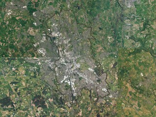 Stoke-on-Trent, England - Great Britain. High-res satellite. No legend