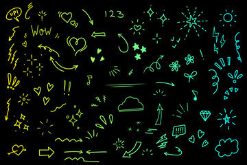 Set hand drawn ornament illustration decoration doodle glitter star heart arrow handdrawn cute material