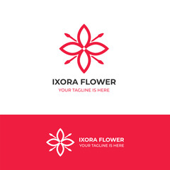Ixora Flower logo in a minimalistic and unique style