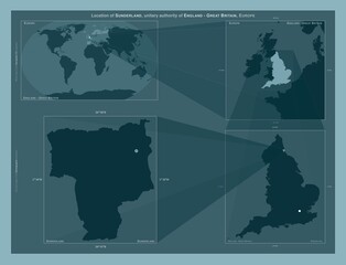 Sunderland, England - Great Britain. Described location diagram
