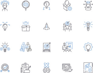Strategy outline icons collection. Scheme, Plan, Method, Design, Policy, Idea, Concept vector and illustration concept set. Procedure, Process, Game linear signs
